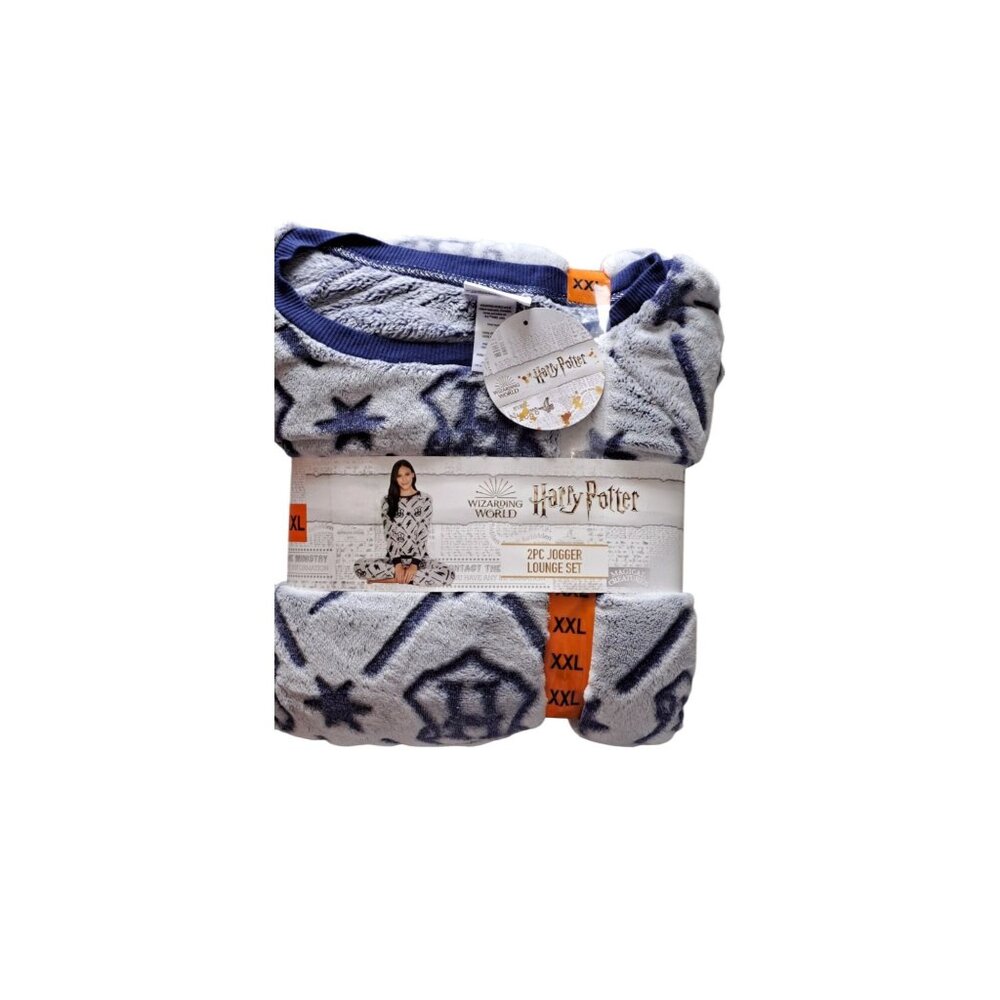 NEW Harry Potter Wizarding World 2Pc Blue XXL Lounge Set Fleece Women's Pajamas